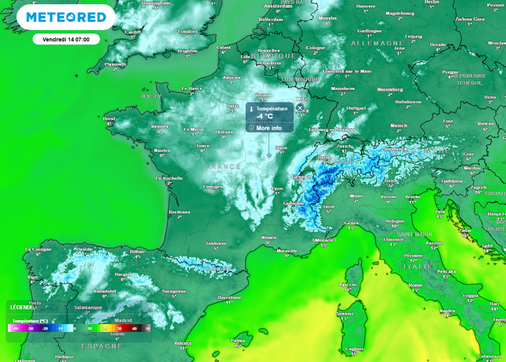 Vendredi matin, les gelées se multiplieront dans une large moitié nord avec jusqu'à -4°C possibles sous abri.