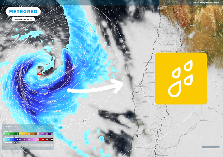 &iquest;Baja presi&oacute;n y n&uacute;cleo fr&iacute;o en altura al acecho? ECMWF anticipa lluvias para el jueves 23 en el centro y sur de Chile