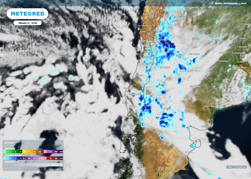 La tarde del último día de enero 2026 estará marcada por la presencia de tormentas en sectores cordilleranos del centro y sur de Chile.