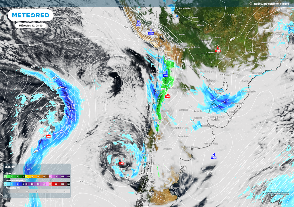 El ECMWF proyecta una extensa franja de precipitaciones sobre el norte de Chile la próxima semana, asociadas a la influencia de una baja segregada.