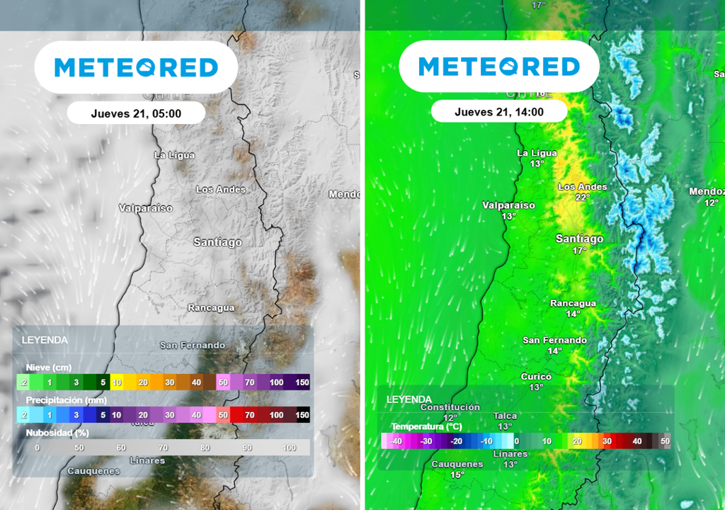 El jueves aumenta la cobertura nubosa en Santiago y en paralelo bajan las temperaturas máximas