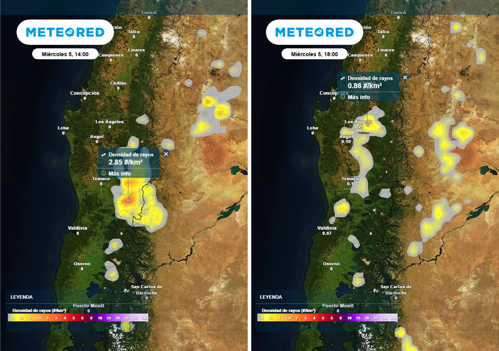 Baja segregada trae tormentas eléctricas y chubascos a Chile centro sur, Meteored