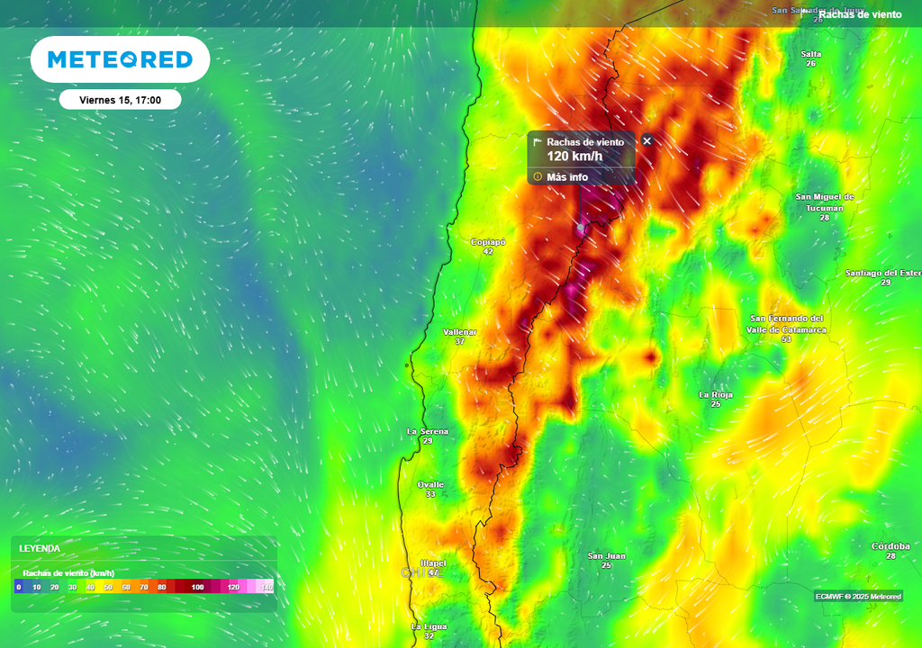 Rachas de viento sobre los 100 km/h en la Región de Atacama, Meteored, Chile Rachas de viento sobre los 100 km/h en la Región de Atacama, Meteored, Chile
