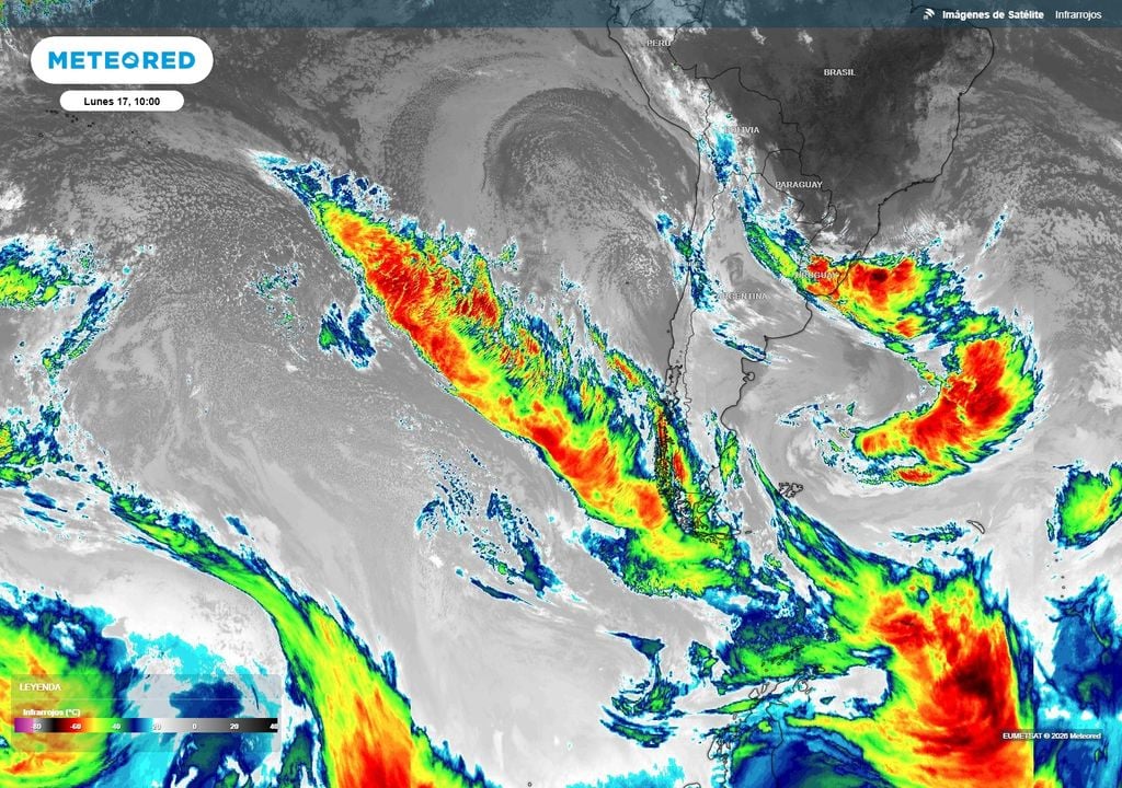 Un extenso sistema frontal avanzará por la zona austral de Chile en el comienzo de semana. Está siendo alimentado por un río atmosférico de categoría 1 a 2, las más bajas de la escala.
