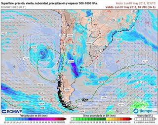 Baja subtropical frente a las costas de Chile
