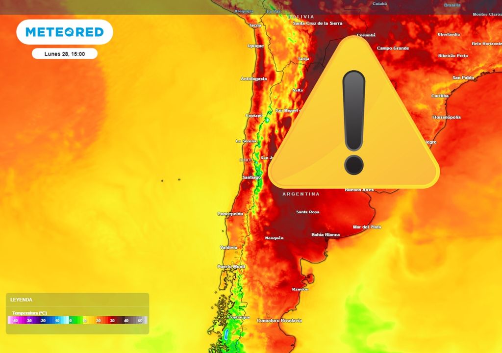 señal de alerta y mapa de temperaturas