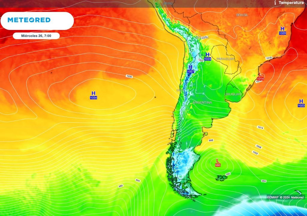 mapa temperatura; modelo del ECMWF mapa temperatura; modelo del ECMWF