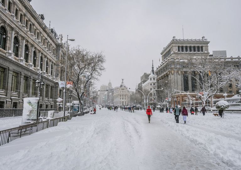 Calle Alcalá, en Madrid, completamente cubierta de nieve en la mañana del día 9, por la borrasca Filomena Calle Alcalá, en Madrid, completamente cubierta de nieve en la mañana del día 9, por la borrasca Filomena