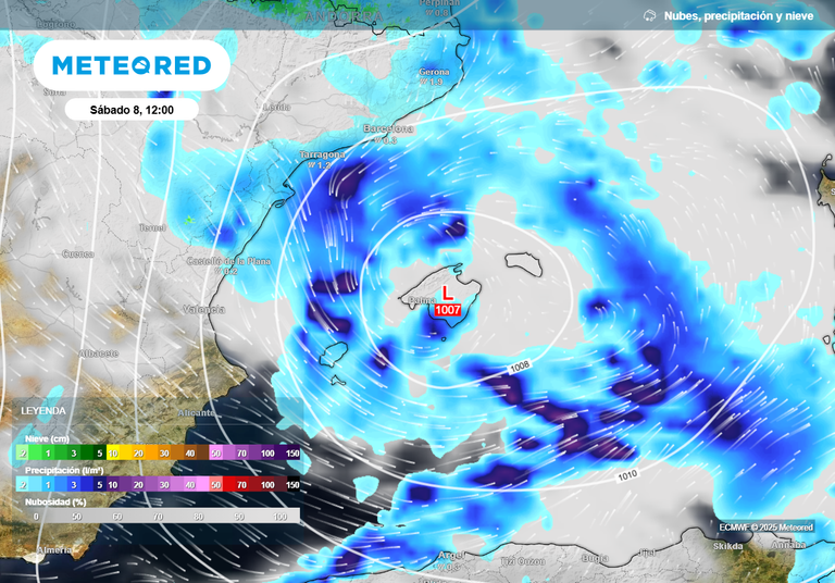 Una ciclogénesis hará que Baleares se lleve la peor parte: el próximo frente con lluvias se enroscará sobre las islas