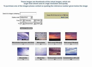 Banco de fotos de nubes en la página web de la Royal Meteorological Society, RMetS