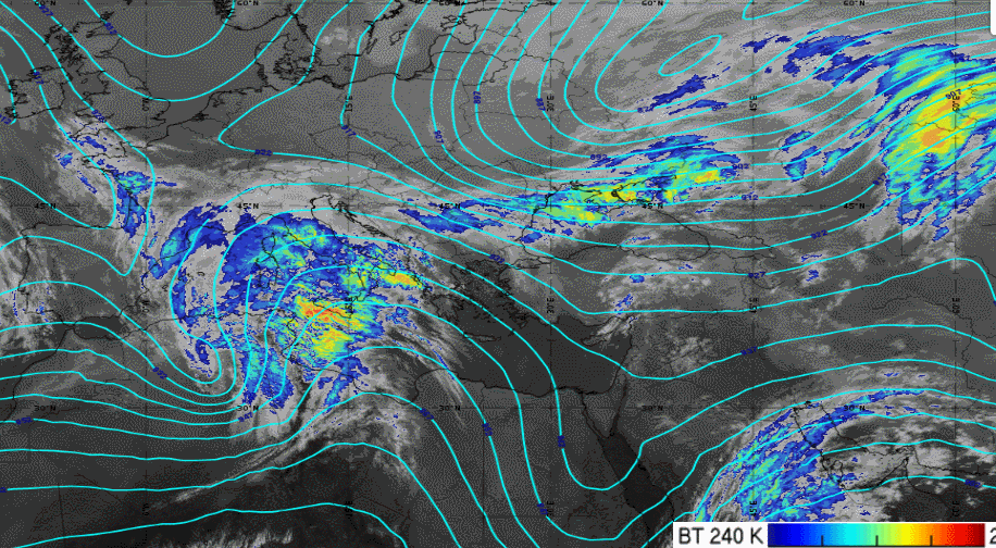 Banda nubosa de considerables dimensiones sobre el Mediterráneo, I