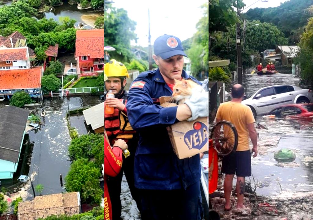 Barragem cede e alaga a cidade de Lagoa da Conceição, em Florianópolis