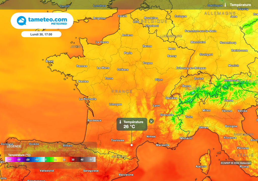 Températures beaucoup plus douces cet après-midi dans le sud de la France !