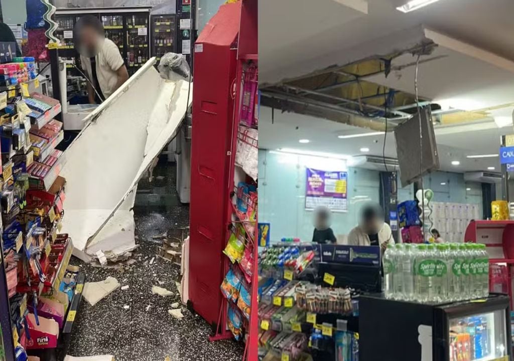 Teto de supermercado caiu durante chuva intensa em Bauru (SP) — Foto: Arquivo pessoal