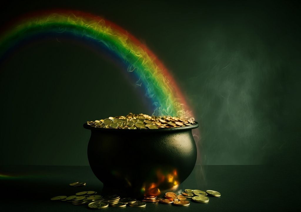 arco-íris e pote de ouro