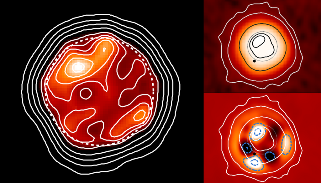 Ursache für diese Unregelmäßigkeiten könnten heftige Plasmabewegungen im Sterninneren sein – oder die gravitative Wirkung eines Begleitsterns. Bild: Dent et al., 2026