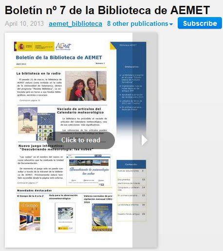 Biblioteca De Aemet: Boletín Nº 7 Biblioteca De Aemet: Boletín Nº 7