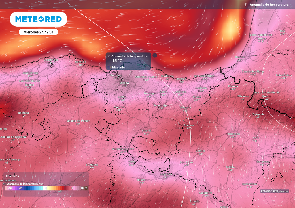 El episodio anómalo de calor mantendrá valores hasta 16 ºC por encima de la media habitual.
