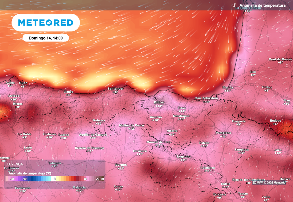 Durante el fin de semana se prevén temperaturas anormalmente altas para la época en el norte y la vertiente cantábrica: en algunos sitios pueden estar hasta 15 ºC por encima de la media de mediados de junio.