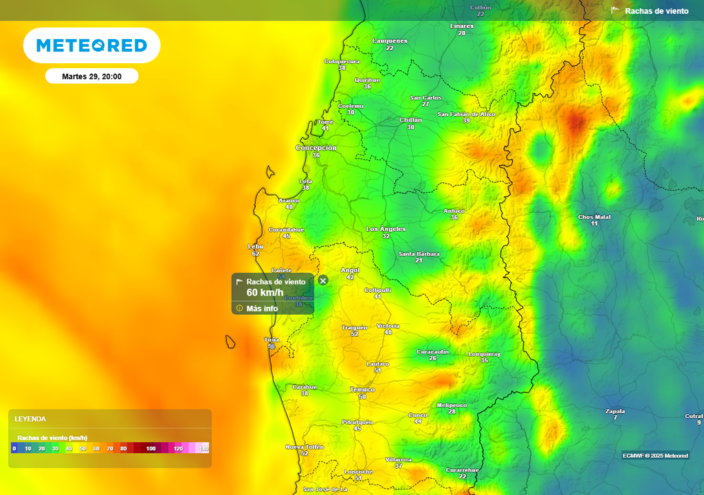 Ciclón extratropical en la Región de Biobío, Meteored, Chile