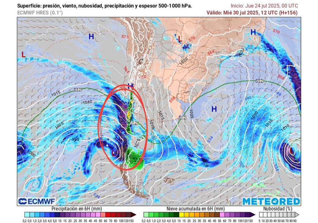 Ciclón extratropical en la Región de Biobío, Meteored, Chile