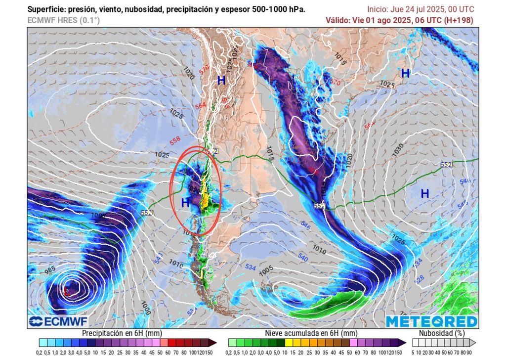 Ciclón extratropical Región de Biobío, Meteored, Chile