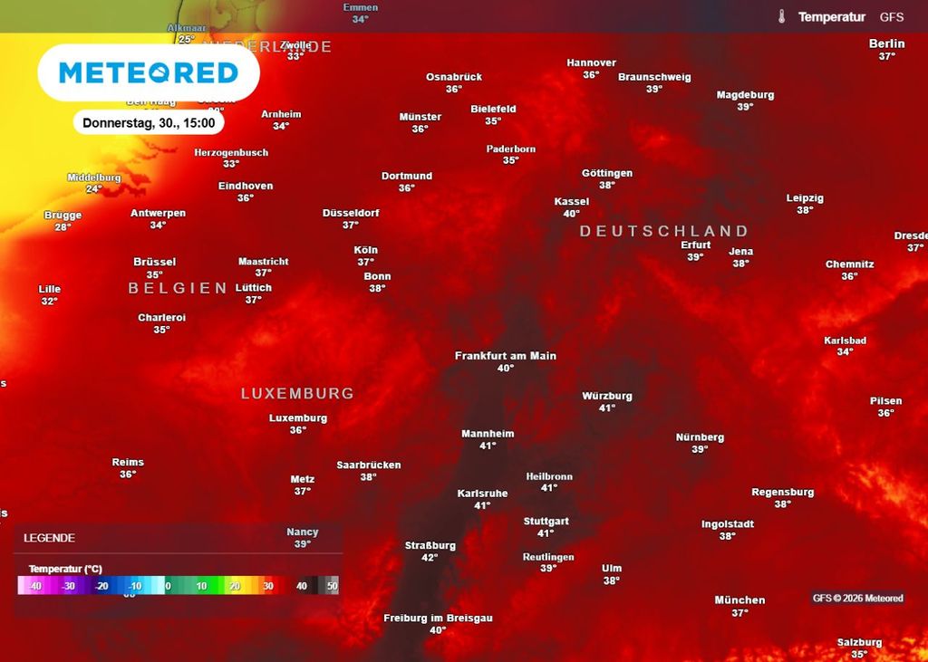 hitzewelle, wetter, sommer Die Spitzenwerte erreichen in der neuen Wetterwoche 40 Grad und mehr. Besonders heiß wird es im Südwesten.
