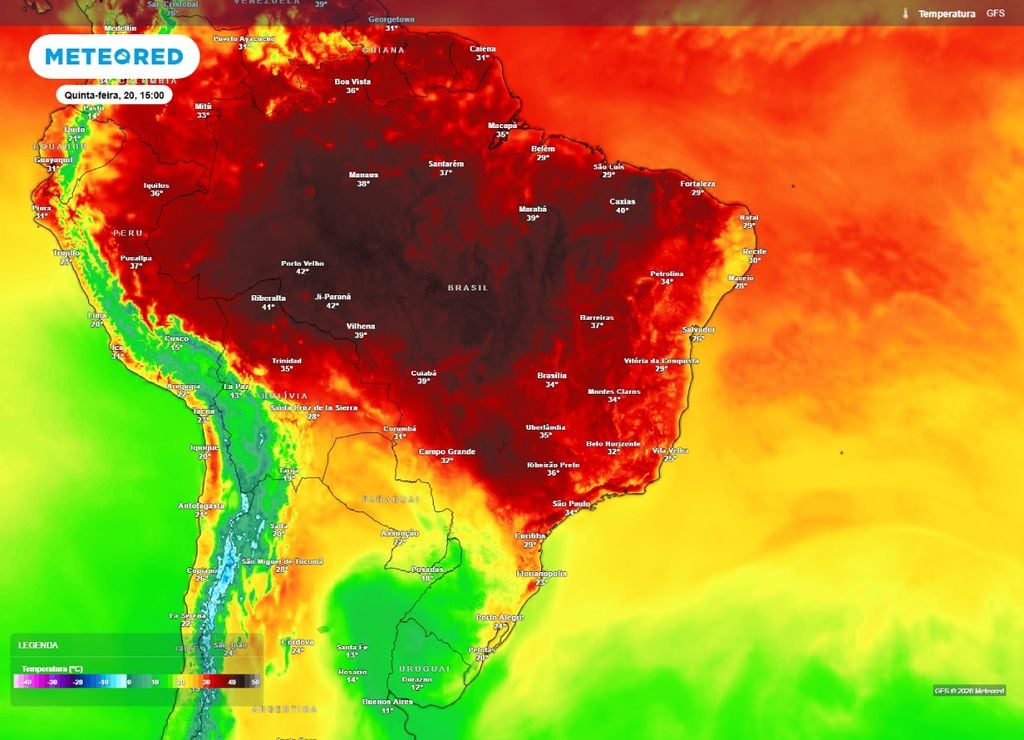 Calor Temperatura máxima para a quinta-feira, 19 de agosto.