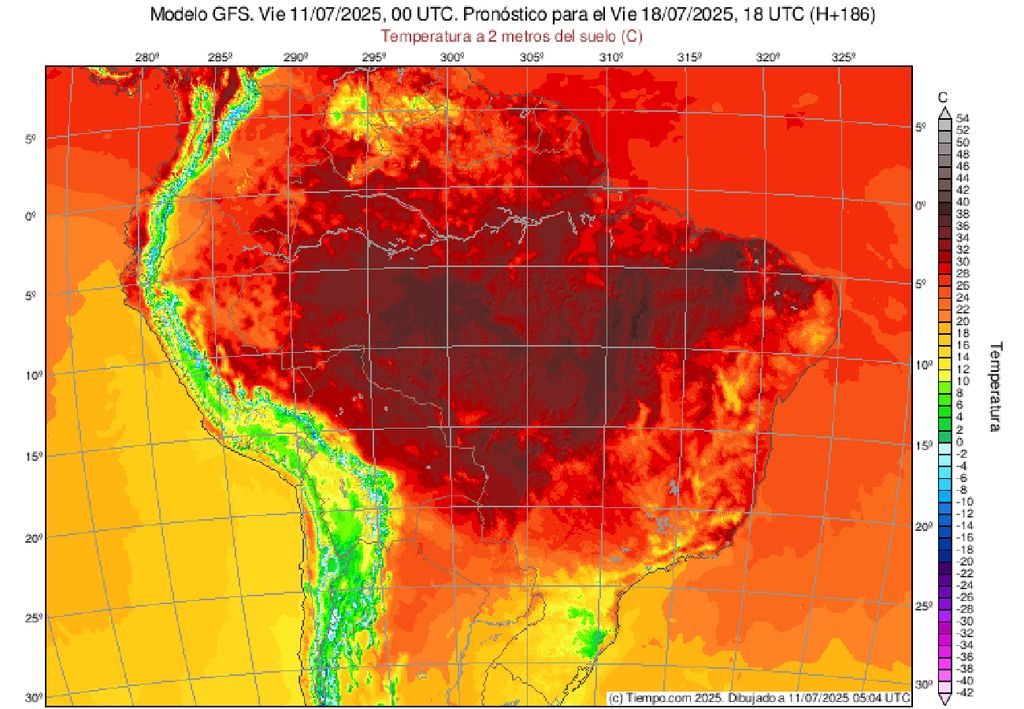 Previsão de temperatura máxima para a tarde de sexta-feira (18).