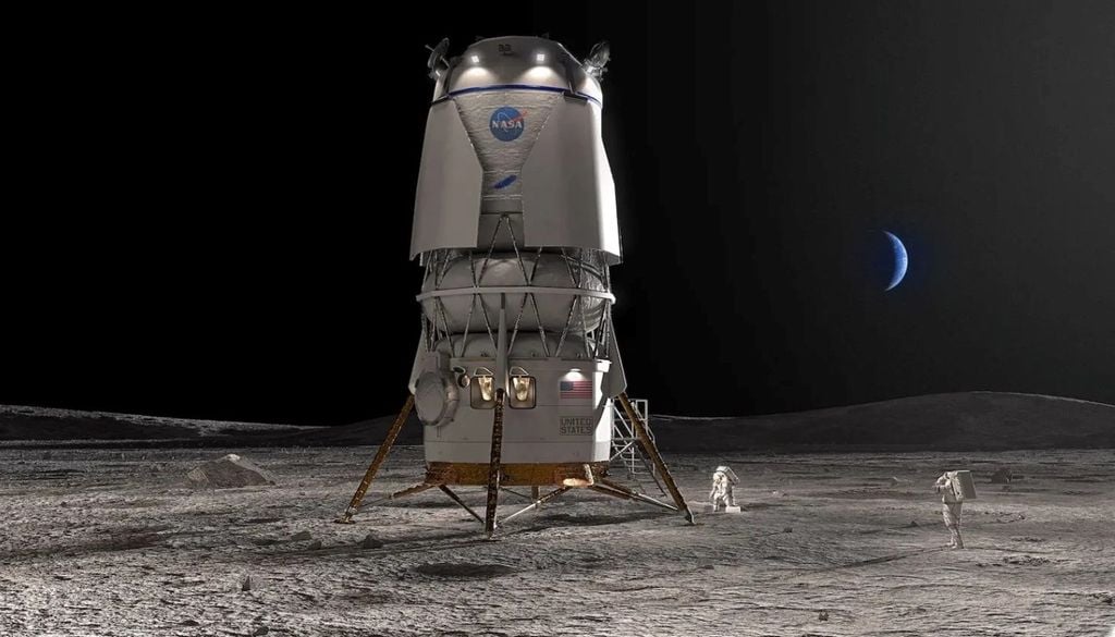 El módulo de aterrizaje tripulado MK2 ayudará a establecer una presencia permanente en la Luna. Cr{edito: Blue Origin.