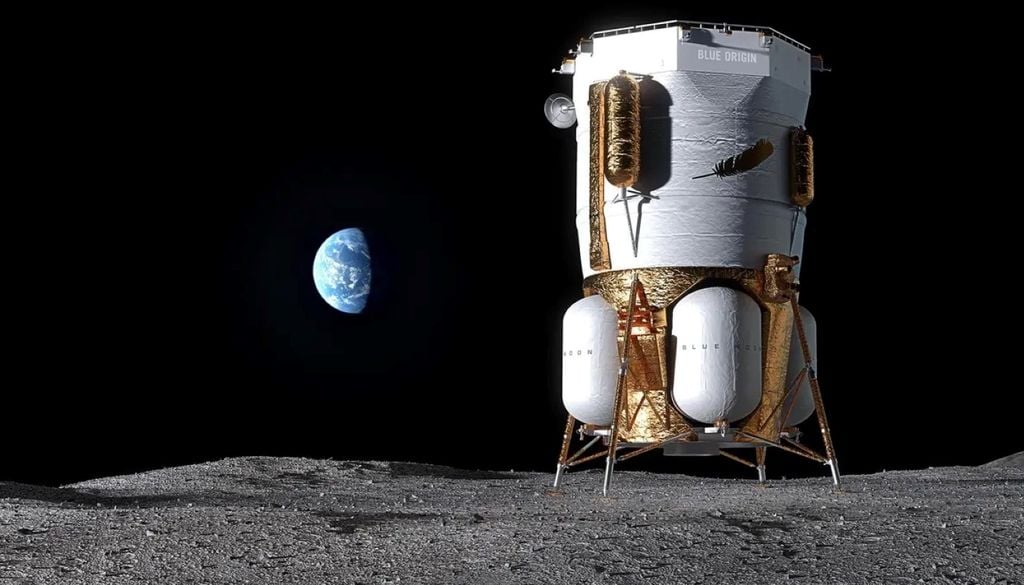 El MK1 trasnportará y entregará hasta tres toneladas métricas de carga en cualquier punto de la superficie lunar. Crédito: Blue Origin.