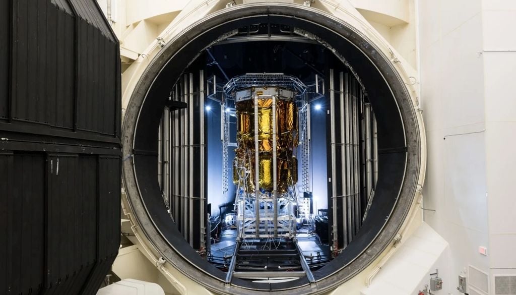 Las pruebas ambientales del módulo de aterrizaje lunar Blue Moon Mark 1 finalizaron con éxito en la Cámara de Vacío Térmico A del JSC de la NASA.