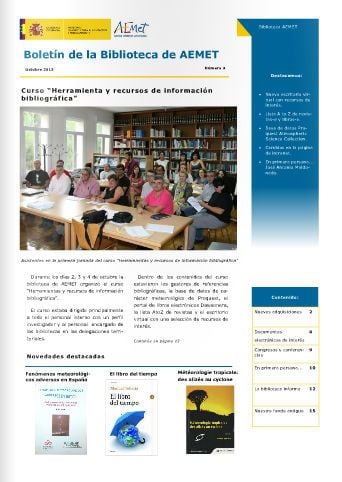 Boletín Nº 9 De La Biblioteca De Aemet: Octubre 2013 Boletín Nº 9 De La Biblioteca De Aemet: Octubre 2013