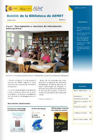 Boletín Nº 9 De La Biblioteca De Aemet: Octubre 2013 Boletín Nº 9 De La Biblioteca De Aemet: Octubre 2013