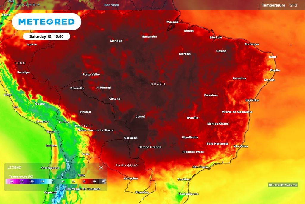 Temperatura, ar quente Previsão de temperatura para a tarde de domingo, 16 de agosto.
