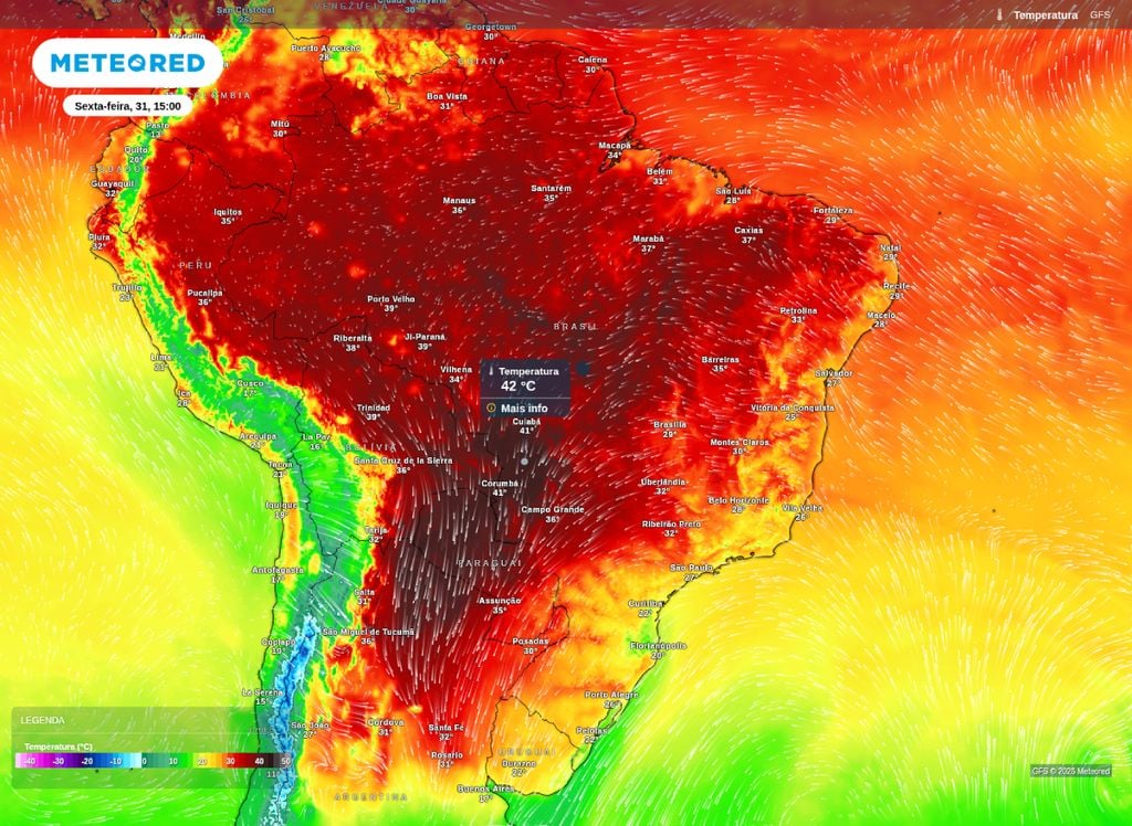 Temperatura prevista para a tarde de sexta-feira (31). Temperatura prevista para a tarde de sexta-feira (31).