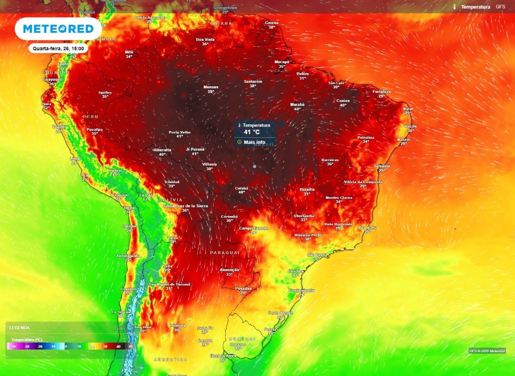 Temperatura máxima quarta Máxima prevista para a tarde desta quarta-feira (26).