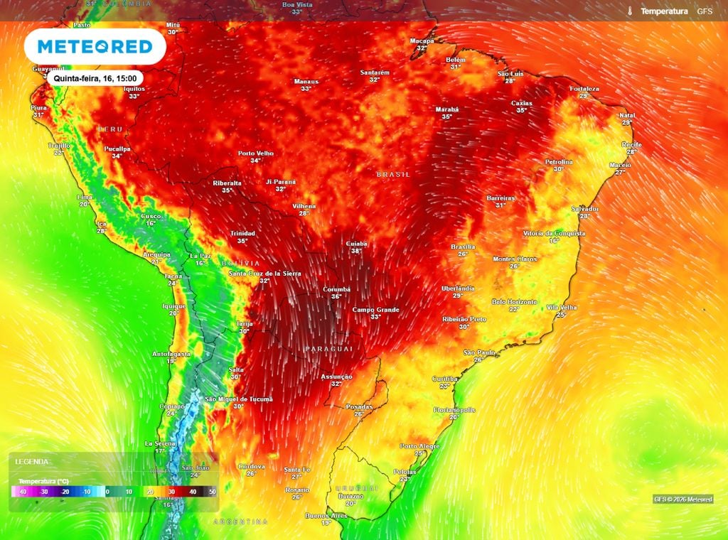 Máxima prevista para a tarde de quinta-feira (16). Previsão é de elevação gradual nas temperaturas com o passar dos dias. Máxima prevista para a tarde de quinta-feira (16). Previsão é de elevação gradual nas temperaturas com o passar dos dias.
