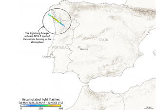 El bólido o bola de fuego que sobrevoló la península ibérica fue detectado por el satélite Meteosat Third Generation