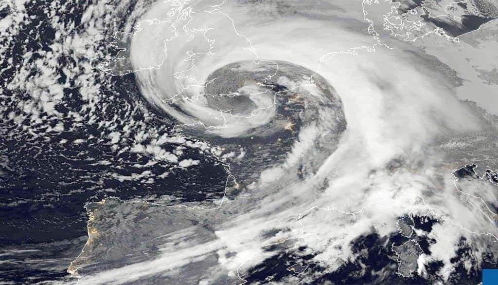Imagen de archivo de una borrasca que sufrió un proceso de ciclogénesis explosiva vista por satélite. Eumetsat