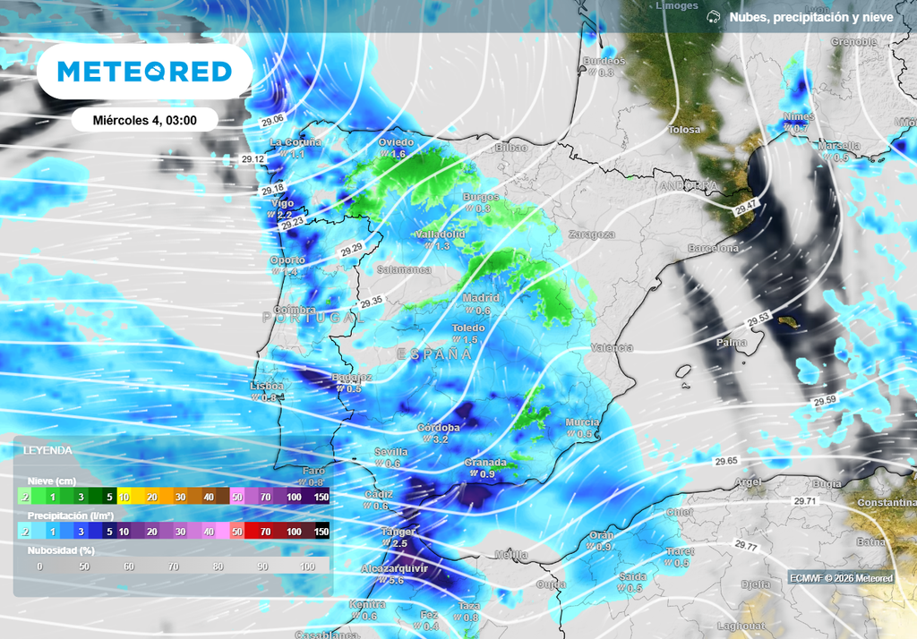 Las nevadas irán a más a medida que avance la madrugada.