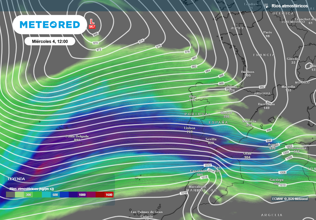 Mañana el río atmosférico incidirá de lleno en el sur de Andalucía.