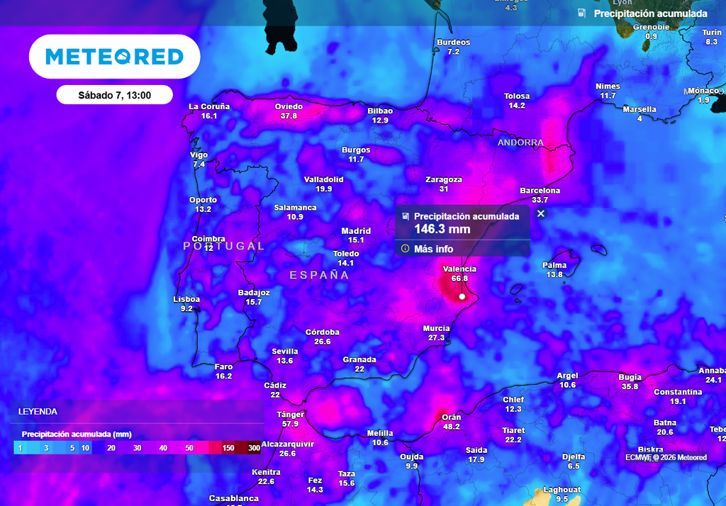 Esta semana pueden caer más de 100 l/m2 en puntos del este. Lloverá en toda España, aunque con importantes diferencias.