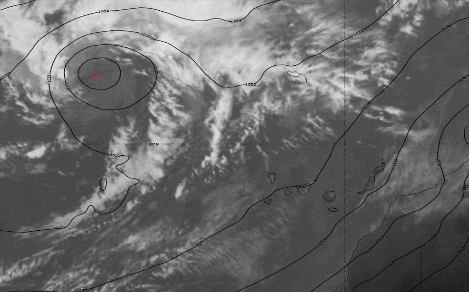 Borrasca subtropical de núcleo cálido al noroeste de Canarias