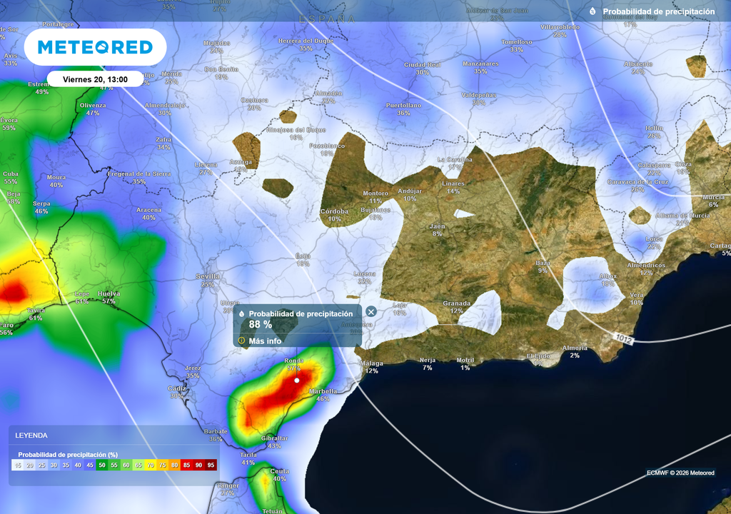La mitad occidental de la región quedará más expuesta a la inestabilidad asociada a Therese.