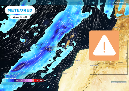 Borrasca Therese en Canarias: las lluvias m&aacute;s fuertes llegar&aacute;n el viernes; hasta 100 l/m2 en un d&iacute;a