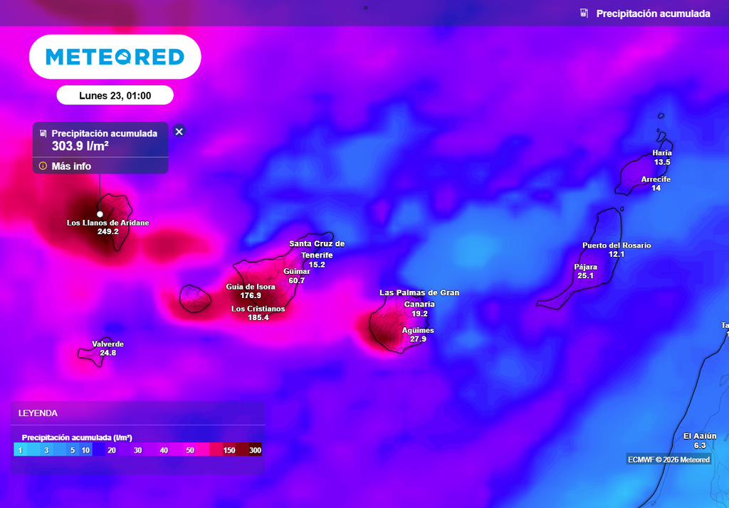 La inestabilidad seguirá después del jueves, y todo apunta a que se registrarán acumulados de más de 200 l/m2 en algunas zonas de las islas occidentales.