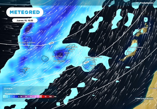 Borrasca Therese: este jueves llegar&aacute; el primer frente con lluvias generales a las islas Canarias