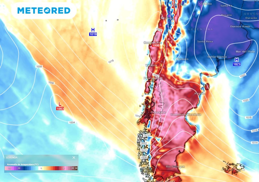 anomalía temperatura Chile ECMWF