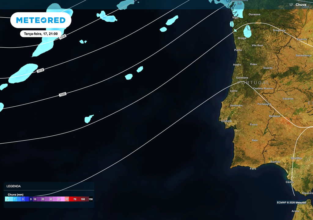 Após a passagem da primeira frente, a precipitação deverá ocorrer sob a forma de aguaceiros dispersos, com acumulados pouco significativos em Braga.